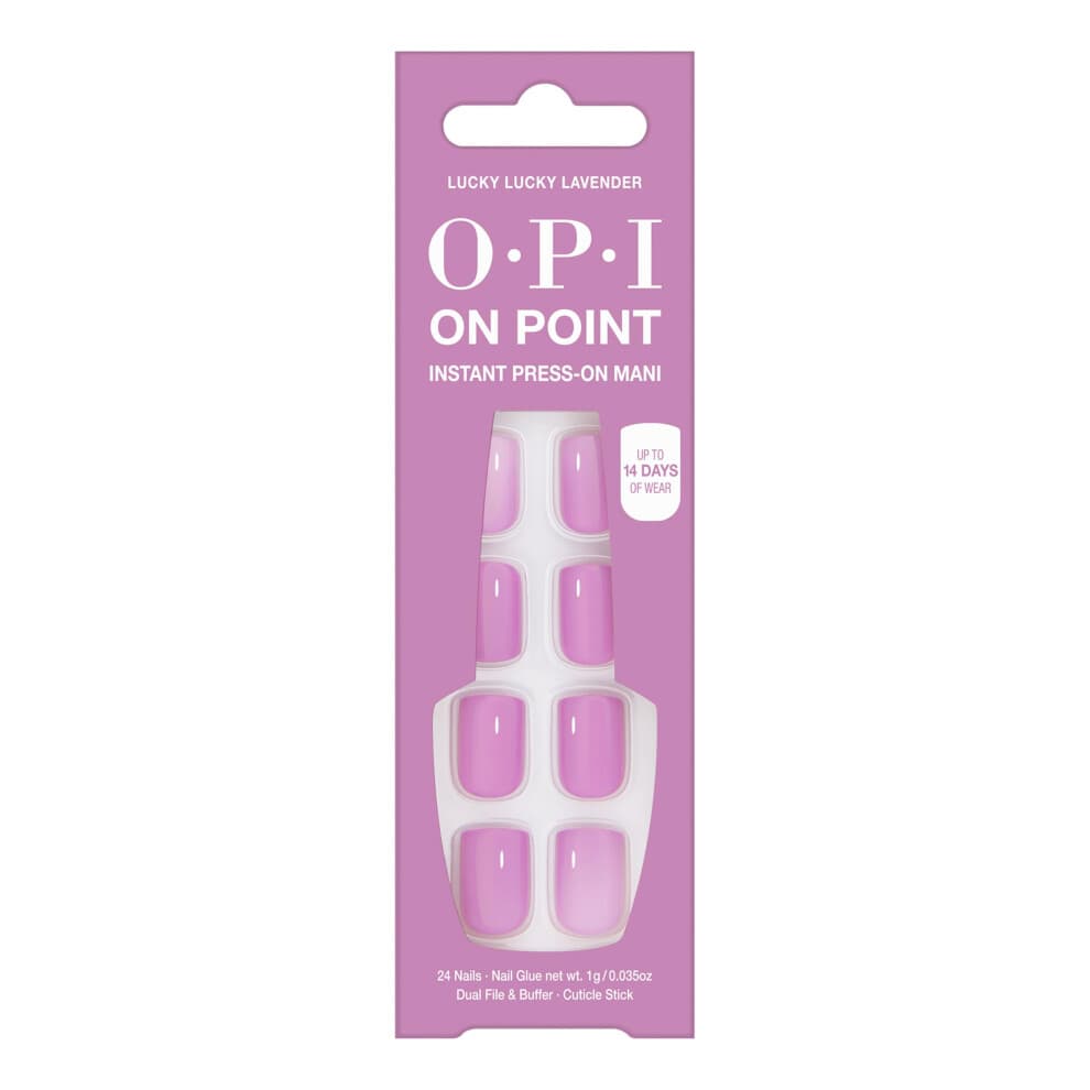 OPI Op Punt Lucky Lucky Lavendel | Korte ronde roze lavendelpers op nagels | Met nagellijm | Langdurig herbruikbaar. Niet schadelijk