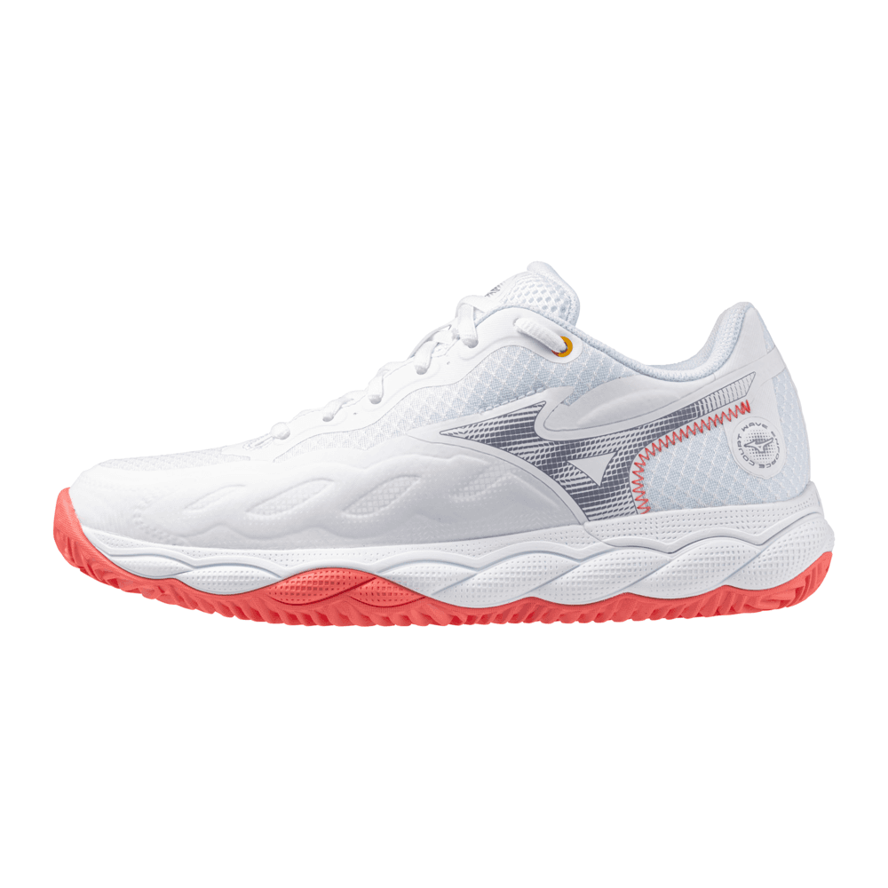 Mizuno WAVE ENFORCE COURT CC tennis White/Blue Granite/Calypso Coral Women 38,5