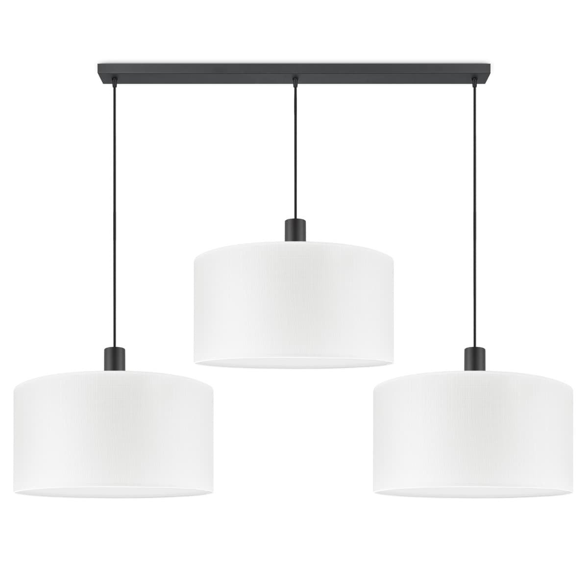 Moderne Hanglamp - Xxl Beam 3L met 3 x 50cm Wite stoffen kappen - Rond - Ø98 x 157.5 cm - E27 fitting - Voor slaapkamer en woonkamer - Inclusief 1