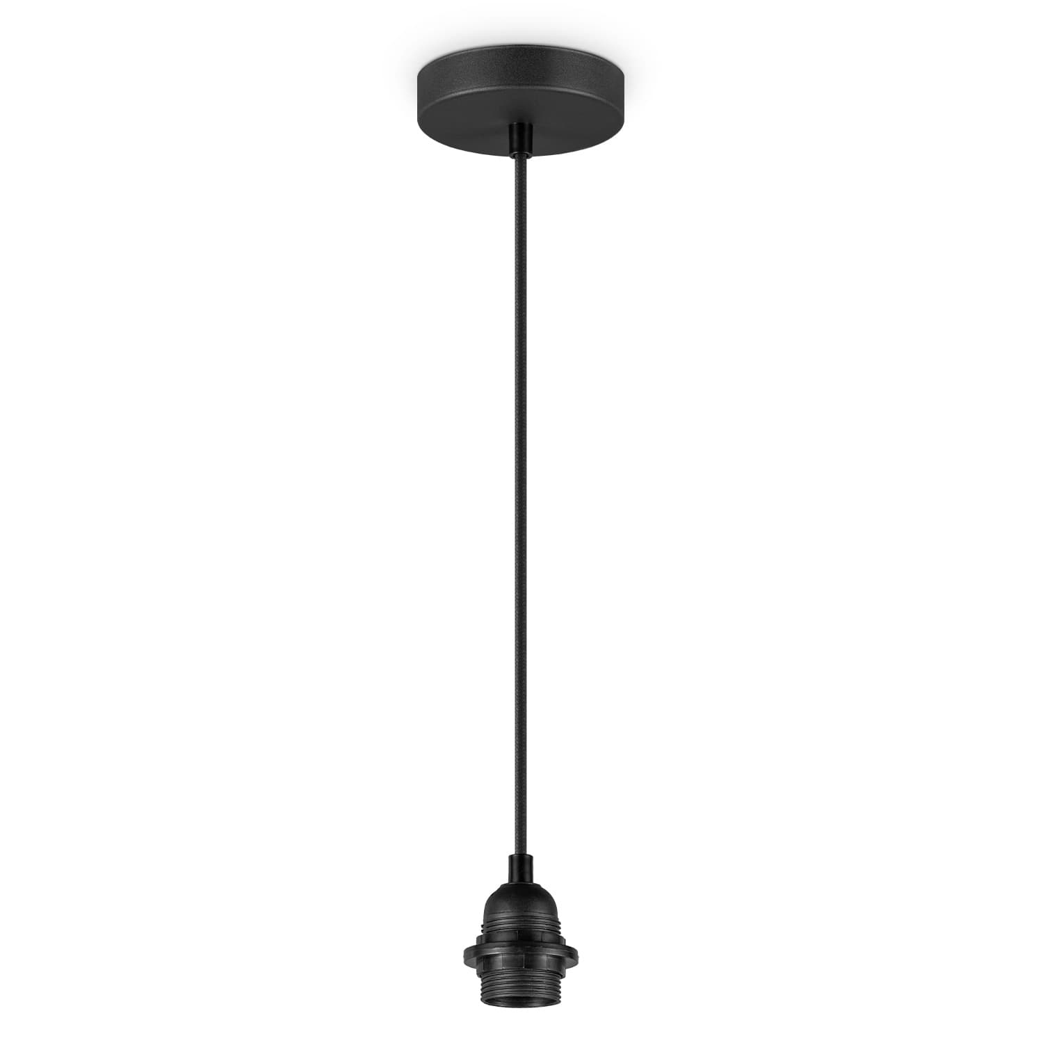 Fabric Hanglamp - 10/10/230 cm - inclusief de zwarte hanger en stoffen snoer - Met E27 lamphouder - Voor Lampenkap met doorsnede max.55cm - Voor