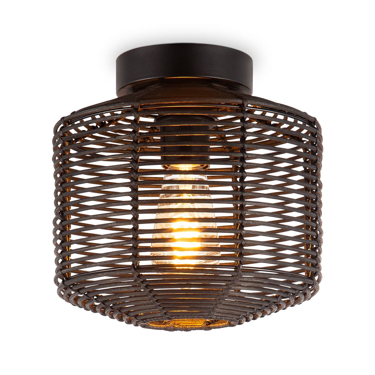 Boheemse stijl Plafondlamp - Bamboe Lampenkap - Ovaal - Zwart - Ø25 x 24 cm - E27 fitting - Ontworpen voor gebruik in slaapkamers en studeerkamers -