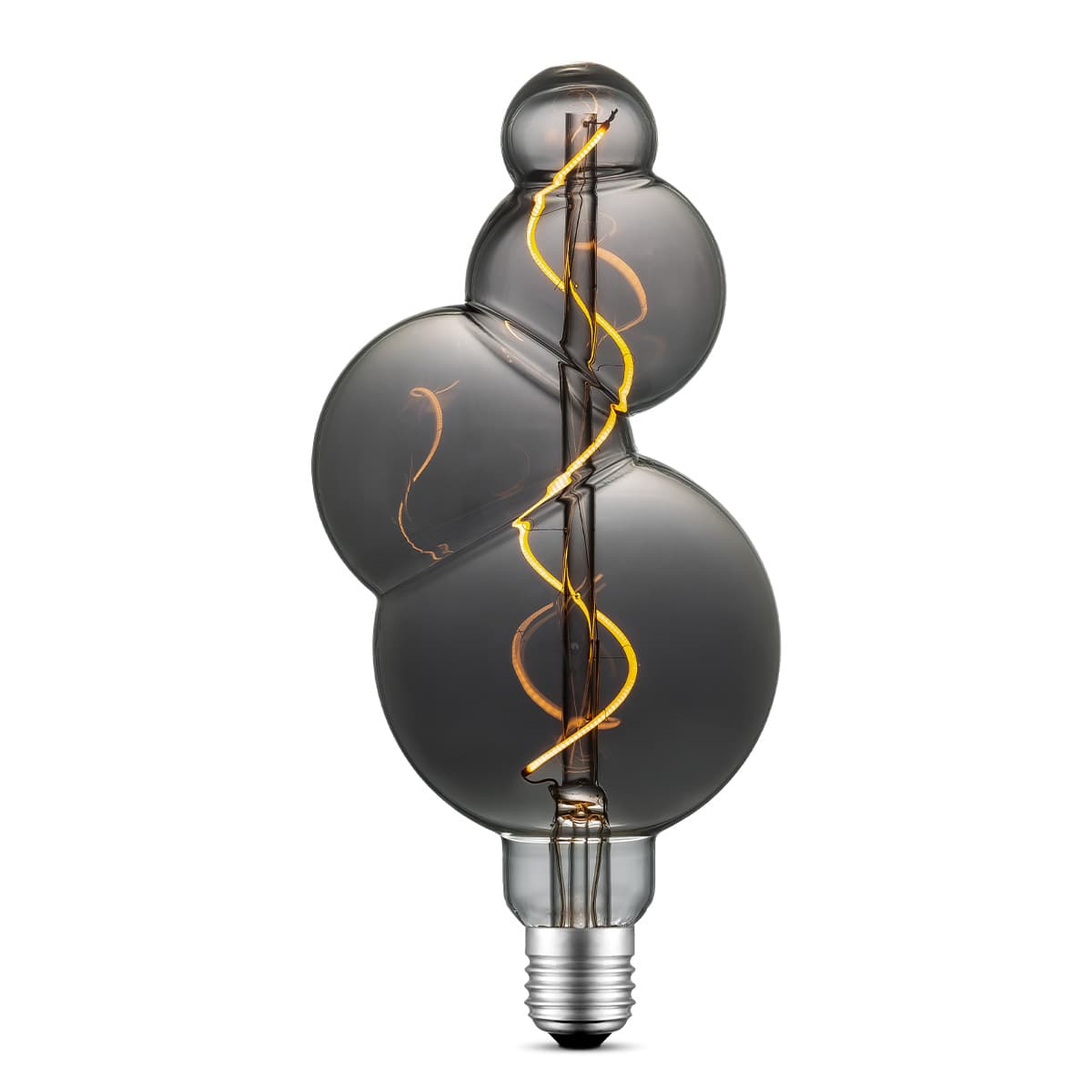 Edison Vintage LED filament lichtbron Bubbel - Rook - Spiraal - Retro LED lamp - 11/11/23cm - geschikt voor E27 fitting - Dimbaar - 4W 100lm 1800K -