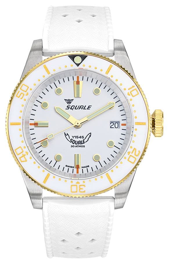 Squale 1545 witte (40 mm) witte wijzerplaat / wit eerbetoon horloge