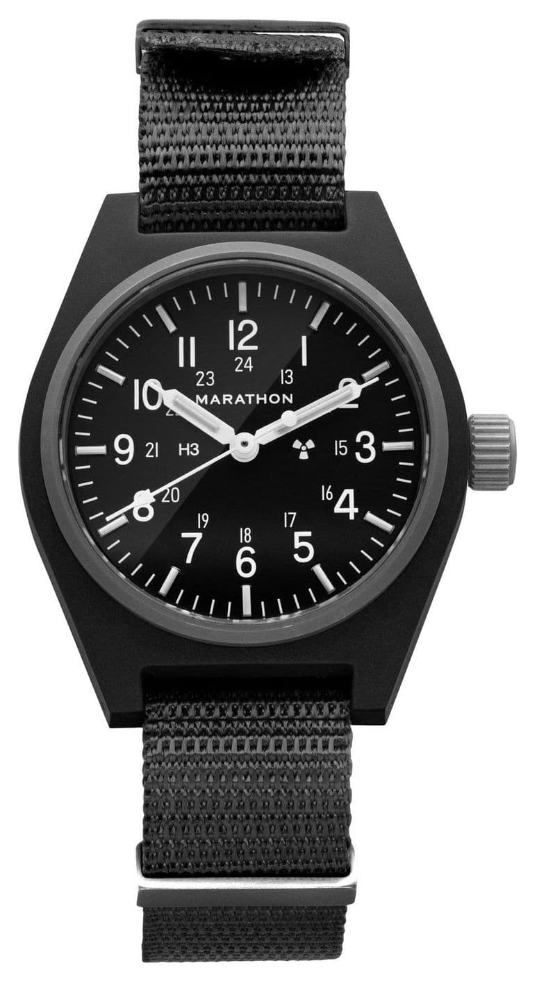 Marathon Gpm zwarte universele mechanische (34 mm) zwarte horloge