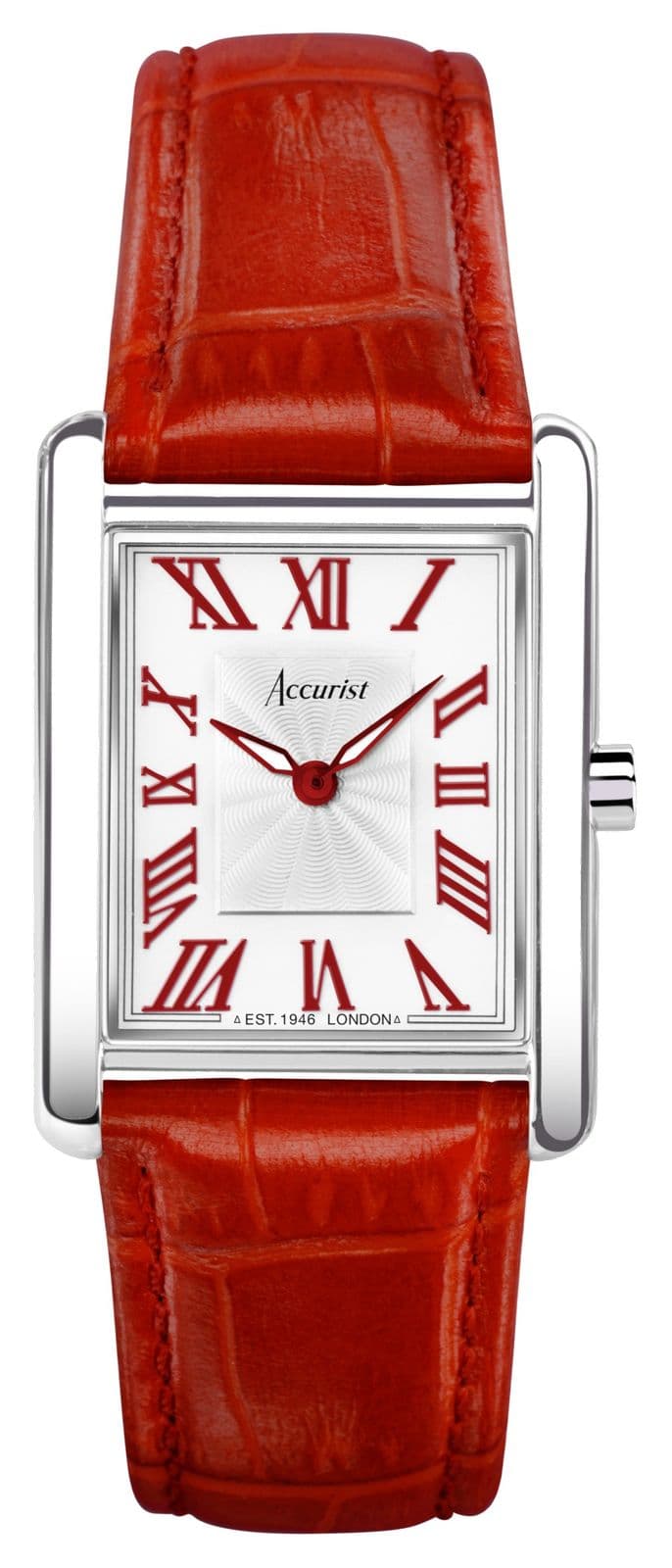 Accurist Rechthoek dames | witte wijzerplaat | rode lederen horloge