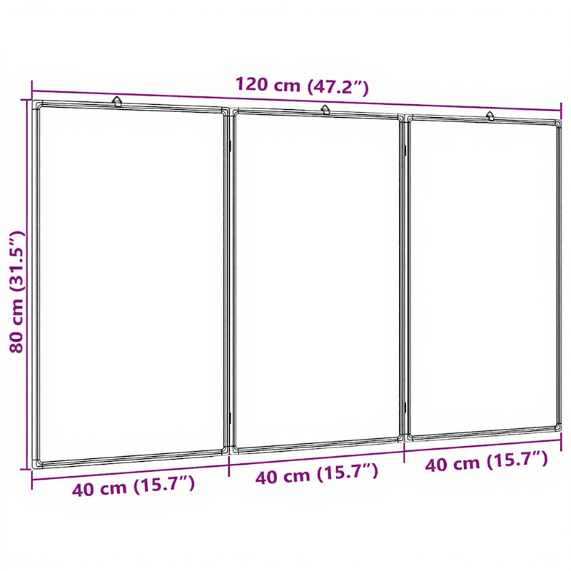 vidaXL Vida magnetisch inklapbaar whiteboard - 120 x 80 x 1,7 cm, wit