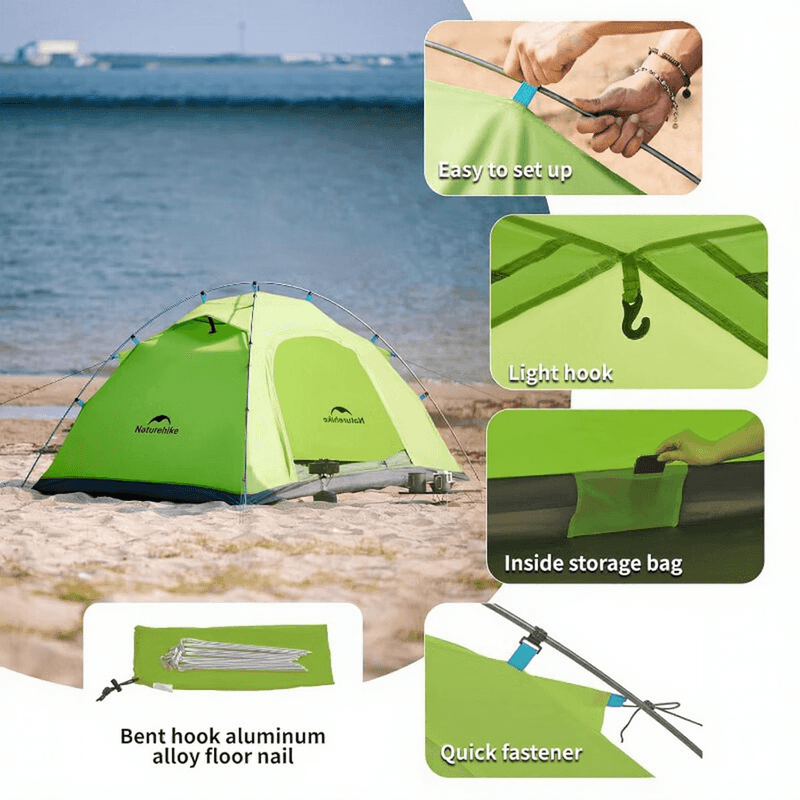 Naturehike P-serie 4-seizoenen 2-persoons ultralichte anti-UV campingtent