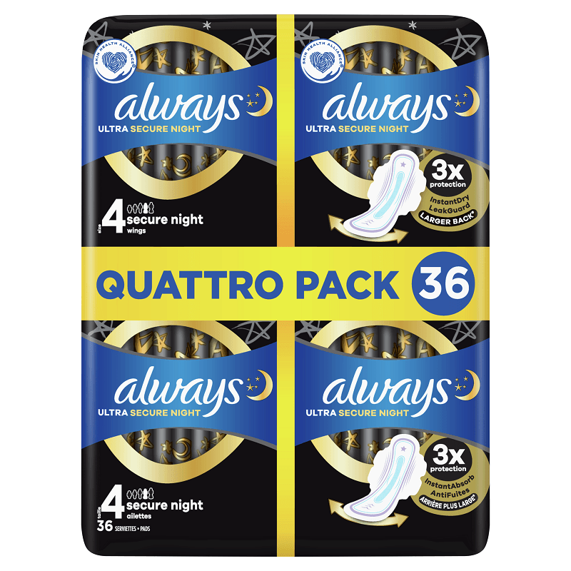 Always Ultra Maandverband Secure Night Met Vleugels x36