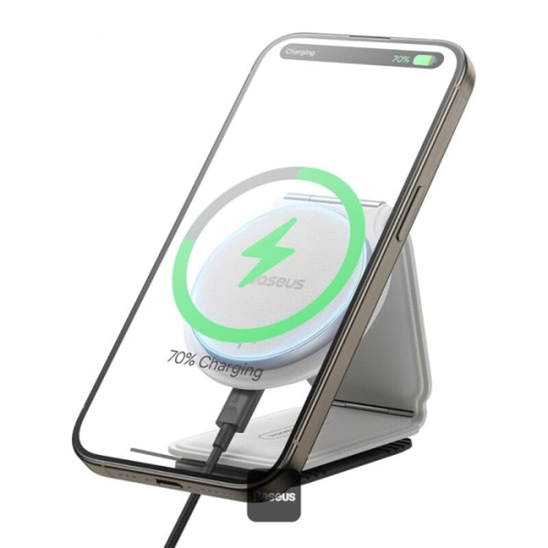 Magnetische autohouder met draadloos opladen Baseus PrimeTrip C02 wit