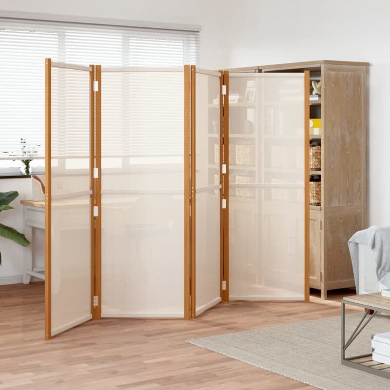 VidaXL 4-panelen kamerscherm - massief acaciahout, crème wit, 280 x 180 cm