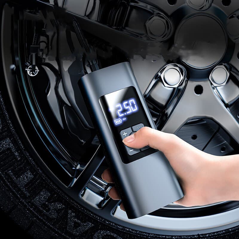 6000mAh luchtpomp met dubbele voeding en digitaal display, mini draagbaar met LED-verlichting, geschikt voor het oppompen van auto-, motor- en