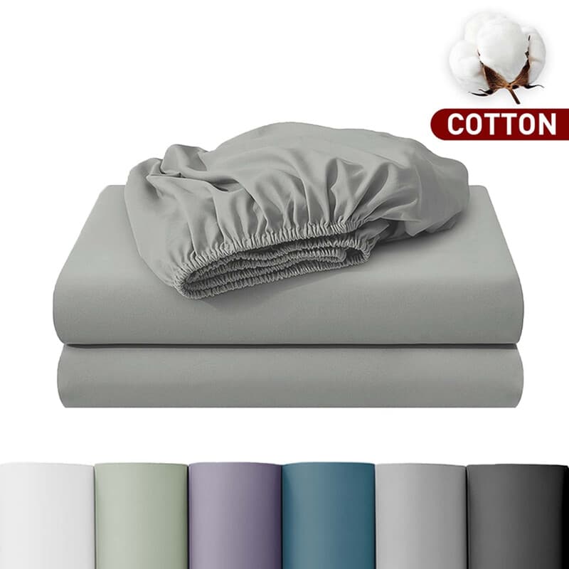 LeBonsoir hoeslaken 180 x 200 cm, diepe pasvorm 30 cm, 100% katoen, antislip-elastiek, 1 hoeslaken, lichtgrijs