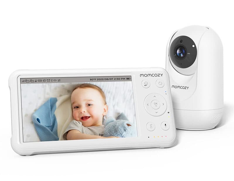 Momcozy BM01 1080P HD-videobabyfoon met camera en wandhouder, infrarood nachtzicht, 5000 mAh-accu, tweerichtingsgesprek, temperatuursensor, ingebouwde