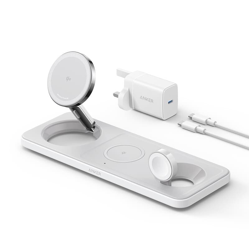 Anker MagGo-1 universele witte draadloze USB-oplader met ingebouwde snellading