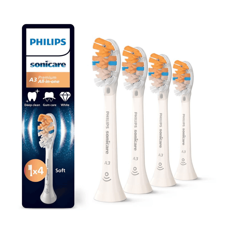 Philips Sonicare A3 Premium All-in-One, originele vervangende opzetborstels, wit, 4 stuks, HX9094/87