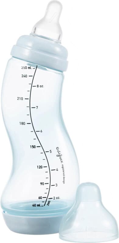 Difrax natuurlijke S-babyfles - 250 ml - anti-koliek - lichtblauw - 1 stuk