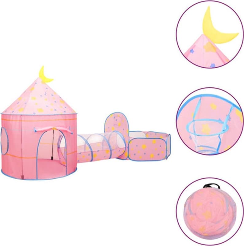 vidaXL Kindertent Set - Roze, 301 x 120 x 128 cm