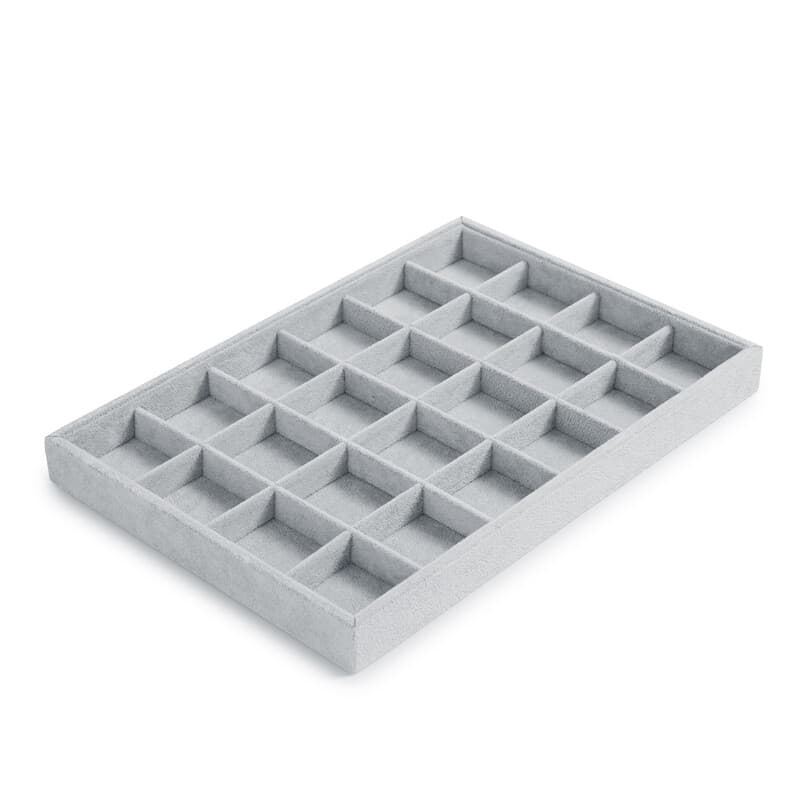 Oirlv 12/24 Grid Ice Velvet Sieradendoos Organizer Tray, stapelbare sieradentray's, uitneembare vakverdelers, voor ringen en oorbellen opbergen en