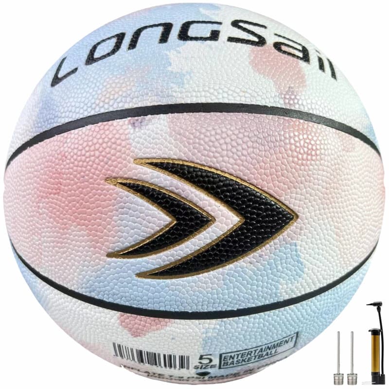 LONGSAIL Premium Basketbal van Composietleer/Microvezelleer Maat 5# Inktwasskleur Vochtabsorberend PU