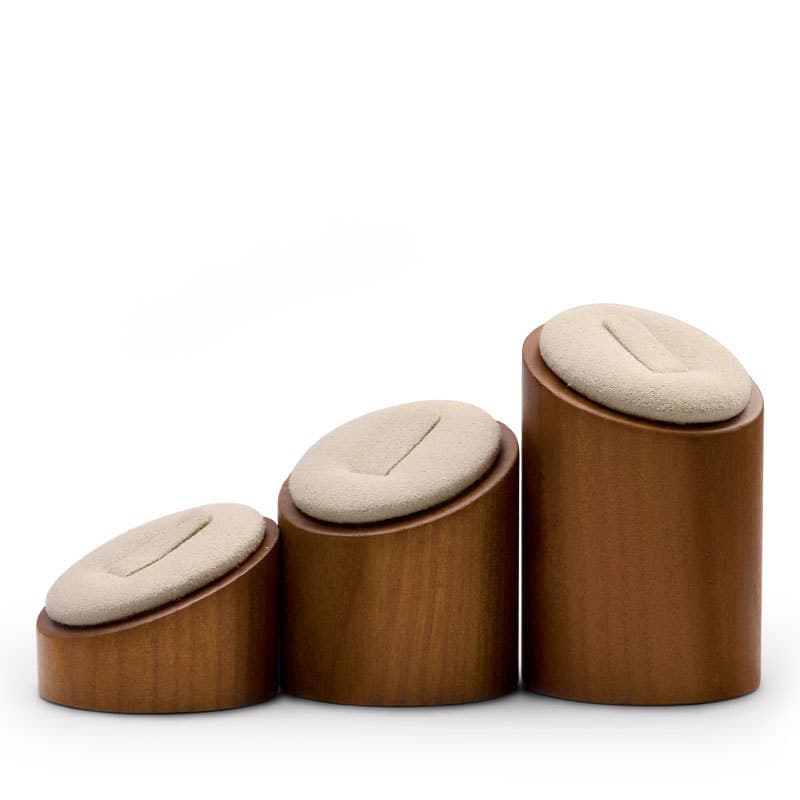 Oirlv 3-delig ringdisplay op houten standaard | Cilindrische sieradenorganizer en ringhouder voor detailhandel en thuisgebruik