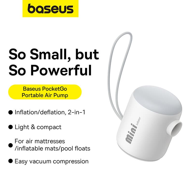 Baseus PocketGo draagbare luchtcompressor Stellar White