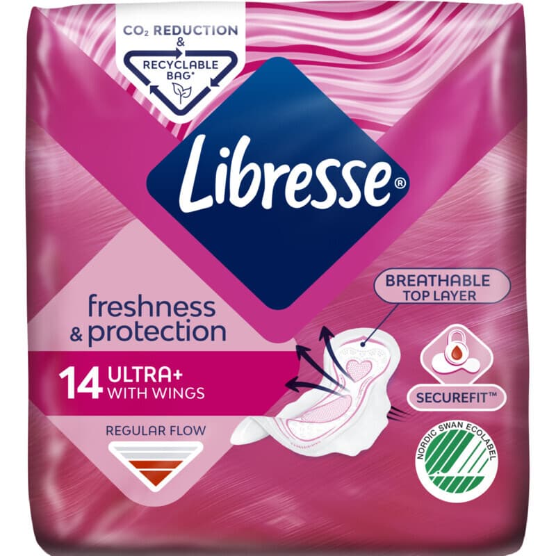Libresse Frisheid & Bescherming Ultra+ met vleugels - 14 stuks