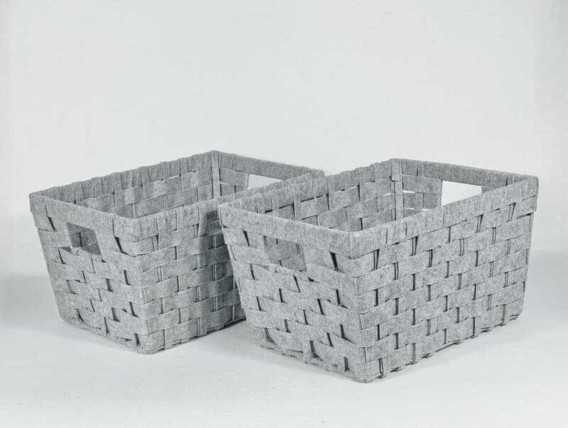 KEVAHOME set van 2 grote opbergmanden van geweven vilt - lichtgrijs - 15 x 11 x 8,25 inch