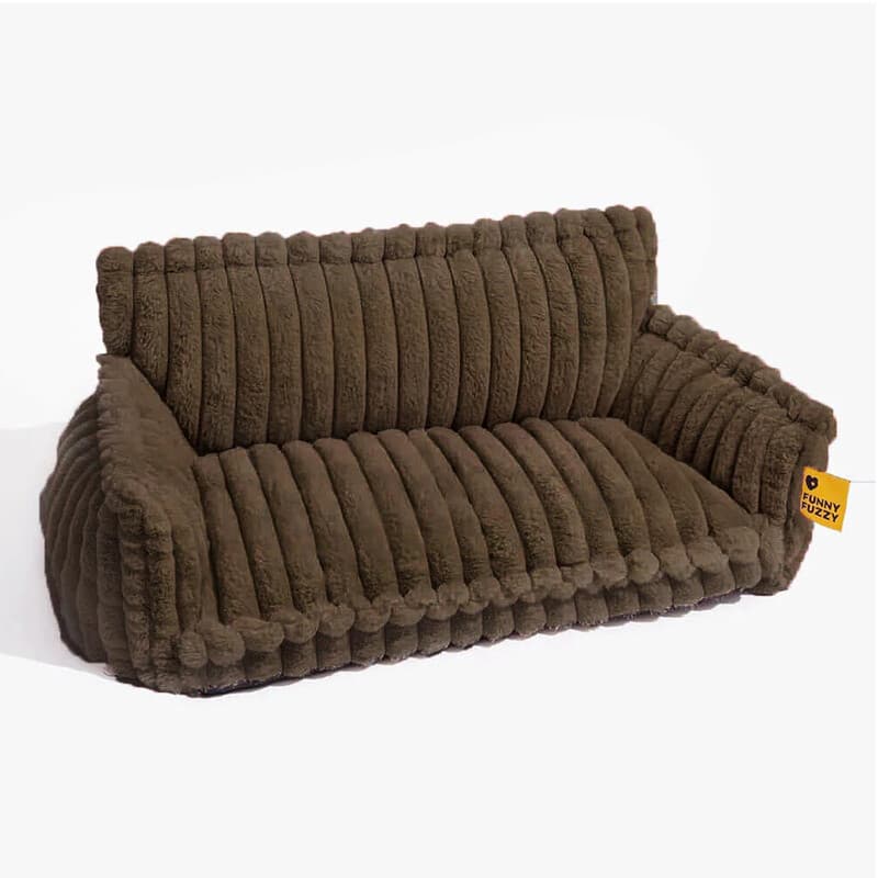 FUNNYFUZZY Groot, wasbaar, zacht, orthopedisch slaapbank voor hond, kat en huisdier - bruin, maat M