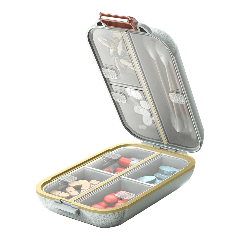 Draagbare pillenorganizer, pillendoos met 7 vakjes, kleine pillendoos voor op reis, dagelijkse medicijnorganizer met luchtdicht deksel, BPA-vrije