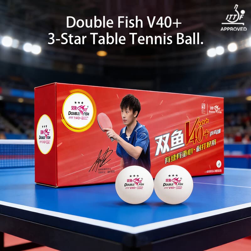 Double Fish 3-sterren V40+ professionele tafeltennisballen van wedstrijdniveau van ABS met naad, 10 stuks, wit