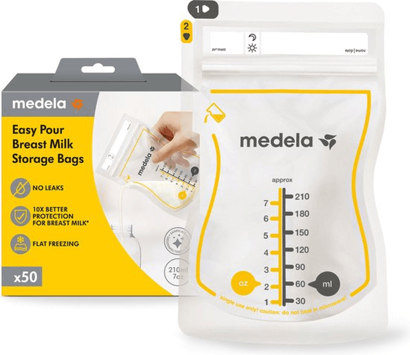 Medela Moedermelk Bewaarzakjes - 50 stuks - Lekvrije Borstvoeding Zakjes met Dubbele Zipsluiting en Schenktuit - BPA-vrij en Recyclebaar