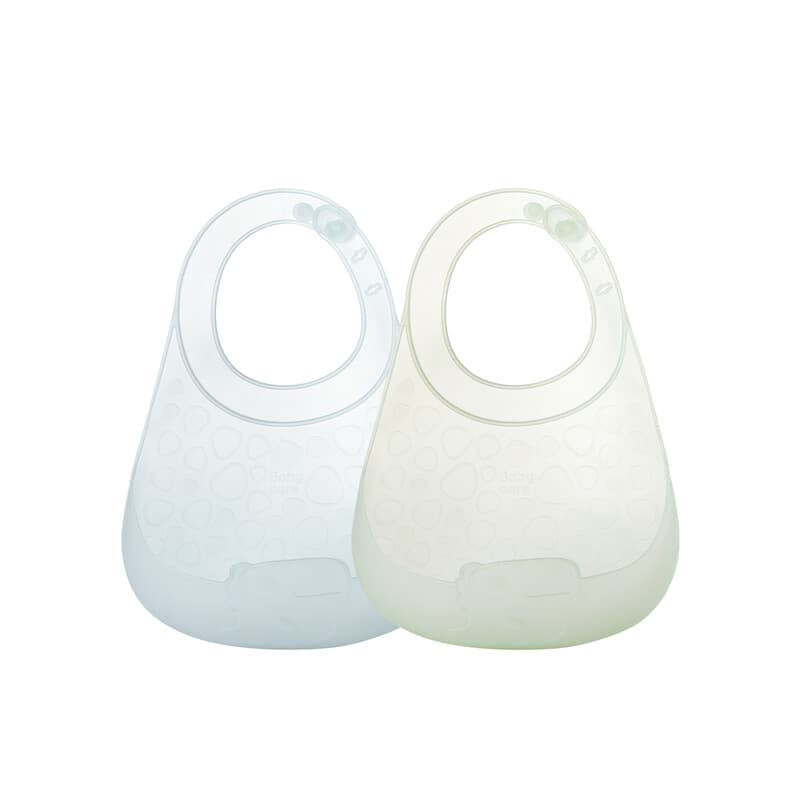 Bc Babycare superlicht siliconen slabbetje, 2 stuks, BPA-vrij, blauw + groen
