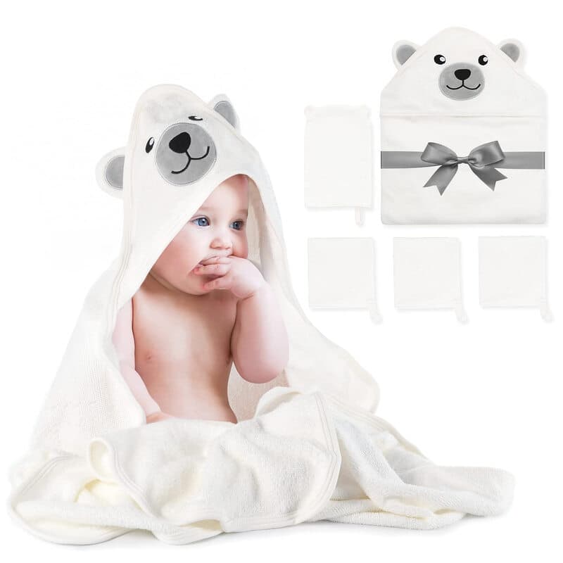 Momcozy cadeauset van bamboebadhanddoeken (beertjesprint, 5 stuks)