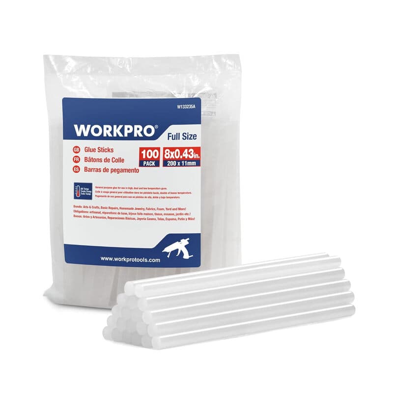 WORKPRO 100 stuks smeltlijmstaven, 200x11mm, transparant, universele lijmstaven voor DIY-kunst en hobby's