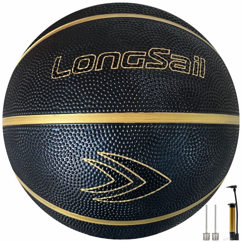 Rubberen basketbal van hoge kwaliteit (29,5") maat 7# zwart/goud