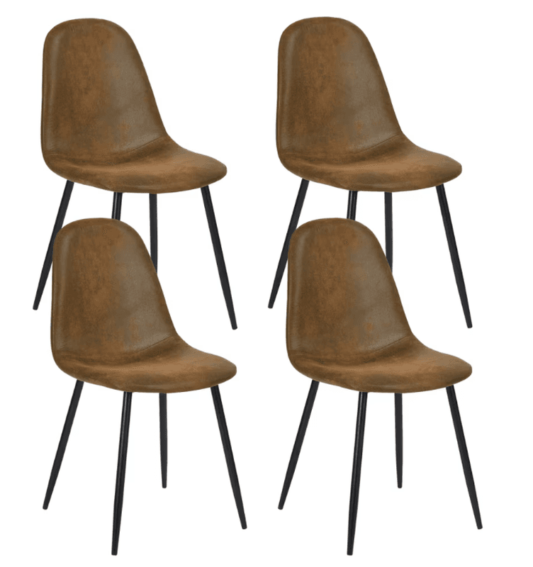 URBAN MEUBLE Eetkamerstoelen 4-delige set van suède en ijzer