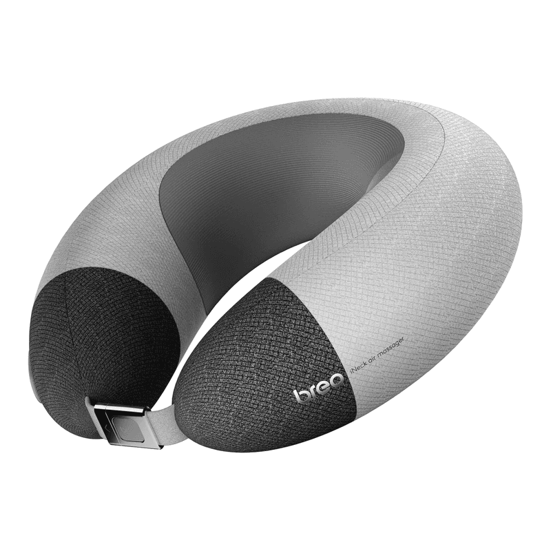 Breo iNeck Air 2 massagekussen, Shiatsu U‑vormige nekmassage met verwarmingsfunctie en diepteweefsel‑relaxatie voor vliegtuig, auto, reis,