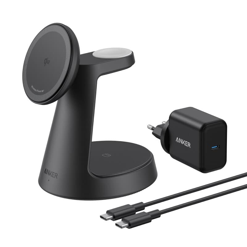 Anker MagGo draadloze oplader (3-in-1, dockstandaard) kabel- en opladerbundel - Europa (uitgezonderd UK-stekker) goud 1