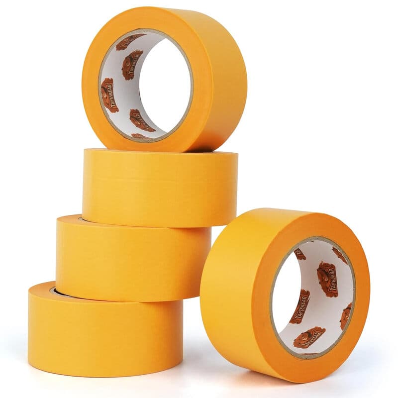 TAPEBEAR Gouden Schilderstape 50mm x 50m, 5 rollen - Gouden Washi Papier Dekkende Tape voor Binnen Schilderen, Lakken & Renovaties