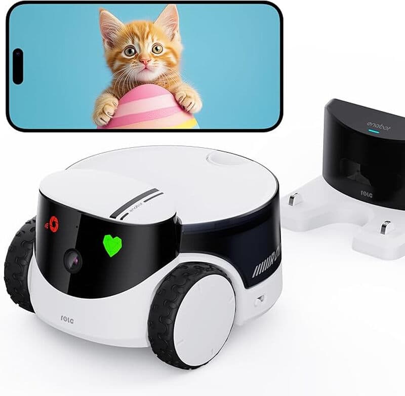 Enabot Rola PetPal huisdiercompanion-robot, afstandsinteractie, realtime monitoring, slim huisdierplagen, geschikt voor honden en katten