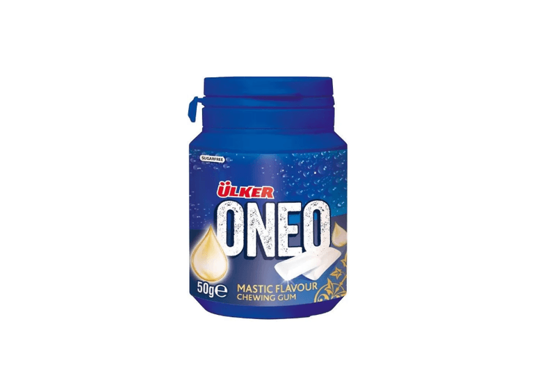 Ülker Oneo kauwgom met mastieksmaak in plastic pot 50 g