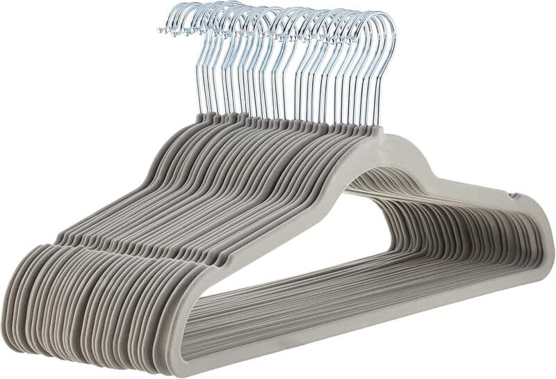 ANQI fluwelen antislip kostuumhangers, grijs/zilver - set van 30