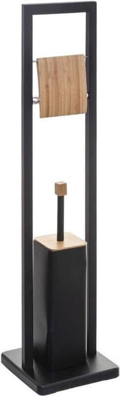 5five Natureo Toiletpapierhouder met WC-borstel - Zwart, 20 x 20 x 80 cm