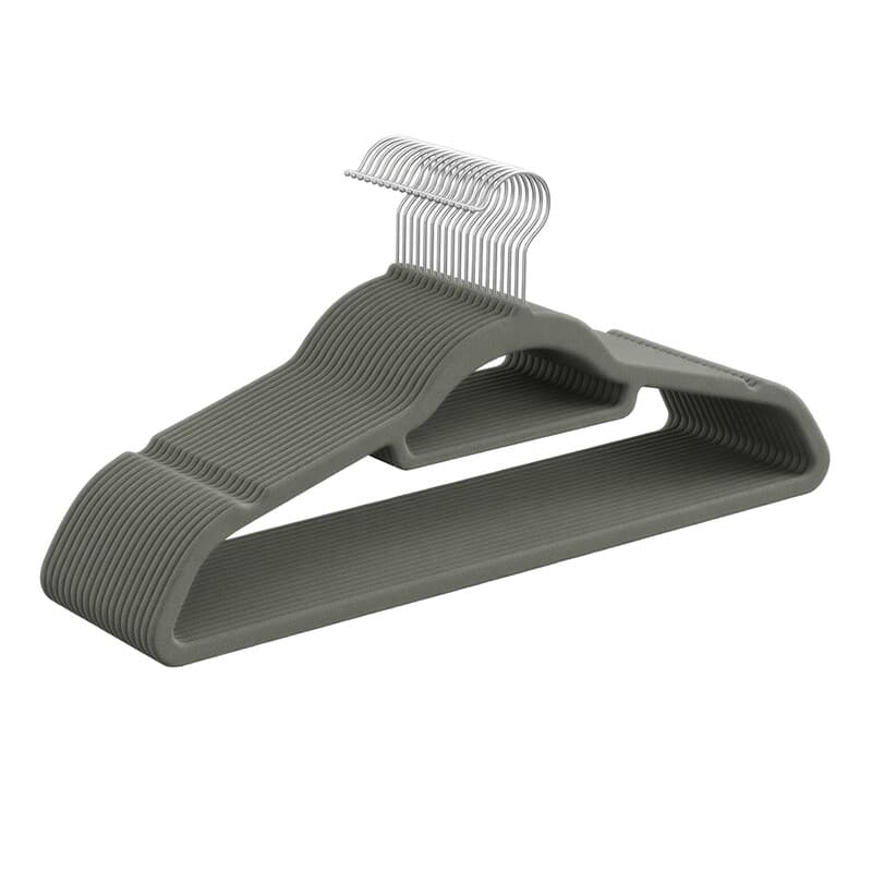 Ochama 20-delige set pluchen fluwelen kledinghangers, antislip ontwerp, met stropdasrek en volledig draaibare haak – ruimtebesparend, 0,6 cm dik,