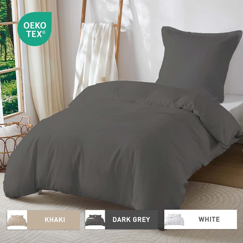 LeBonsoir dekbedovertrekset donkergrijs, 135 x 200 cm / 80 x 80 cm x 1, ademend, duurzaam, zacht en comfortabel, met rits, 2-delig, inclusief 1