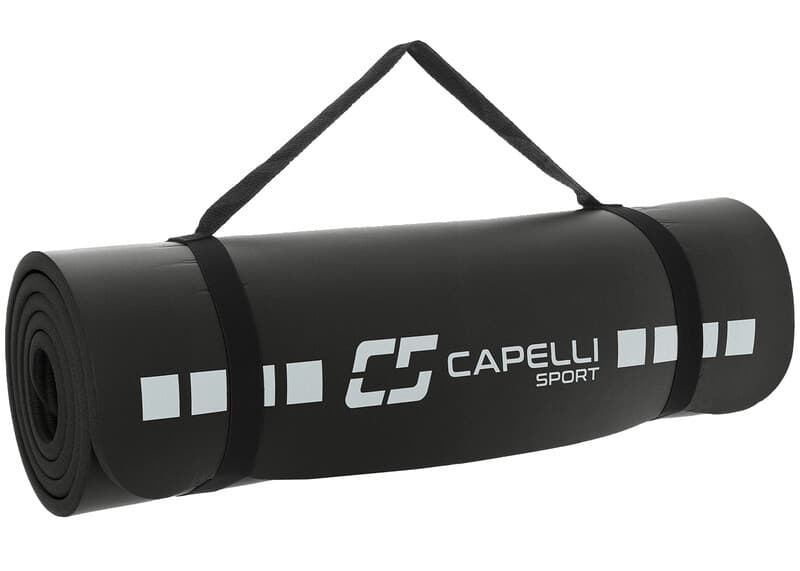 Capelli Sport trainingsmat maat: 61 x 183 cm dikte: 1,2 cm met draagriem, gewatteerde ondersteuning, voor fitness- en sportschooltrainingen