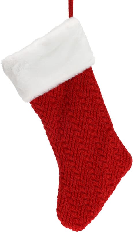 Koopman Kerstkous Deluxe Gebreid - Rood, 40 cm