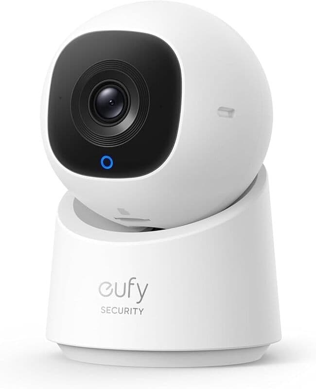 eufy Security Binnencamera C220 2K-resolutie slimme beveiligingscamera met 360°-dekking, mens-/bewegingsdetectie, AI-tracking, compatibel met Alexa