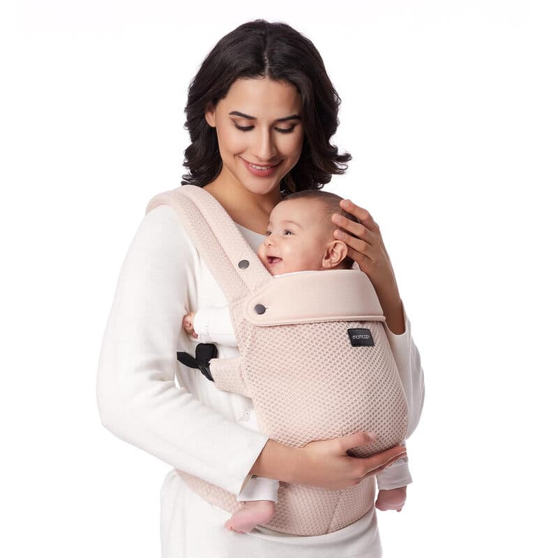 Momcozy ademende gaas babydraagzak, ergonomisch, licht en gebruiksvriendelijk, geschikt voor 3,2 - 20 kg, versterkte lendensteun, de hele dag