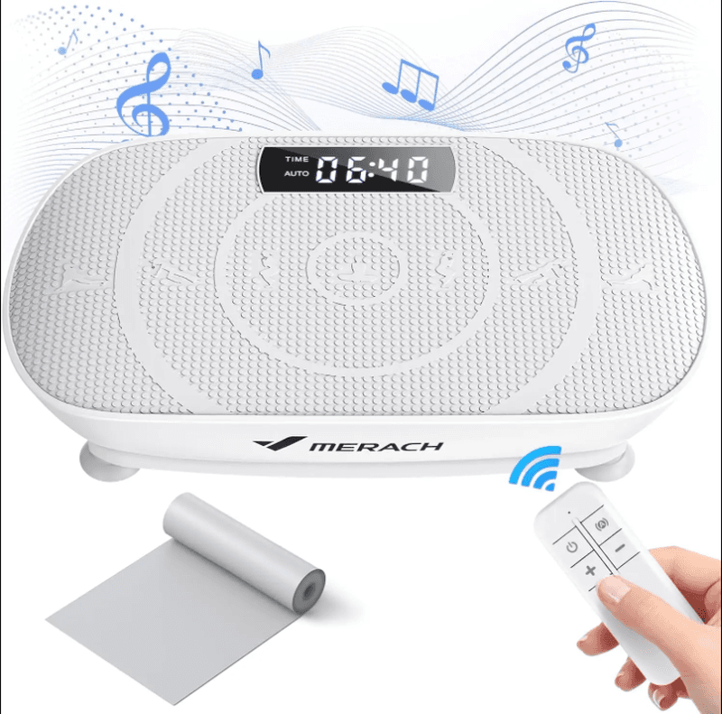 Merach trillingsplaat, volledig lichaamstraining, stil, automatische/handmatige snelheid, bluetooth-luidspreker